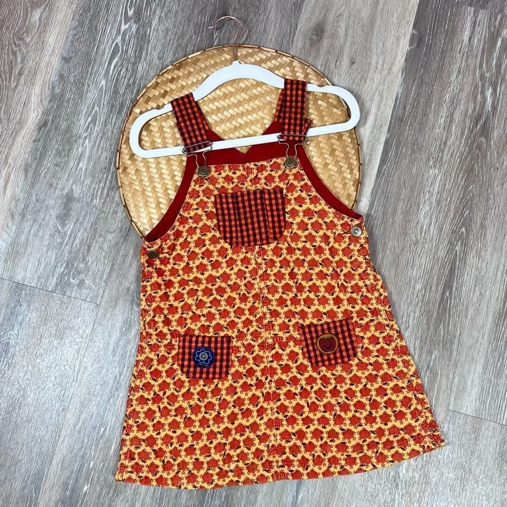 Catimini corduroy girls‎ jumper dress apple peach size 6